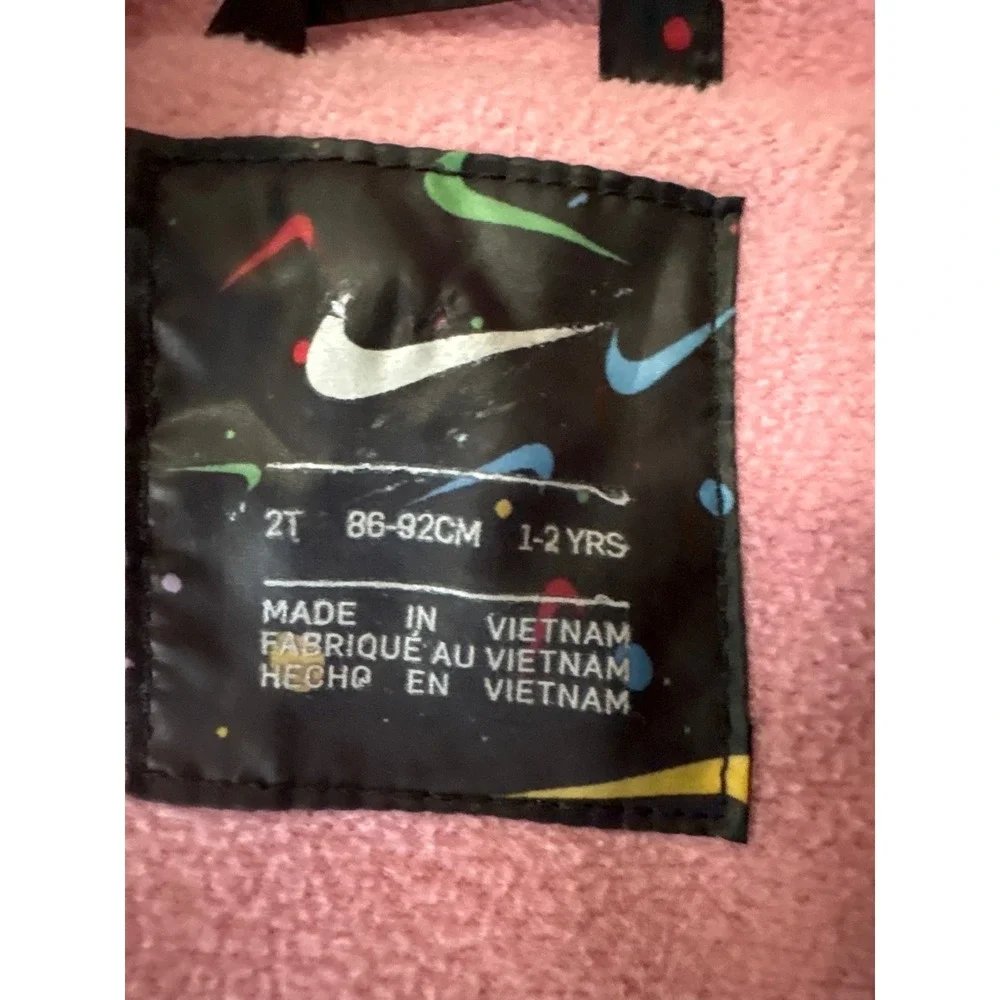 Nike Toddler Girls‎ Black Multi-Color Swoosh Puffer Jacket Hooded 2T Just Do It